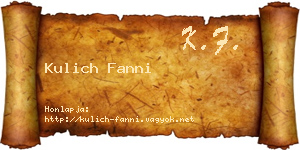 Kulich Fanni névjegykártya